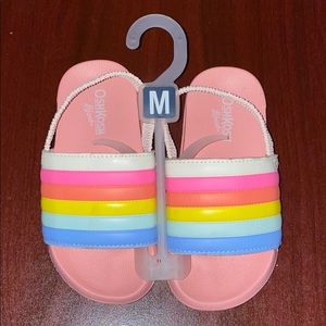 Toddler girl rainbow striped pool slides size 7/8